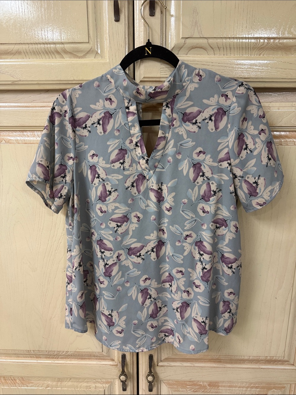 Women's Light Blue Floral Blouse